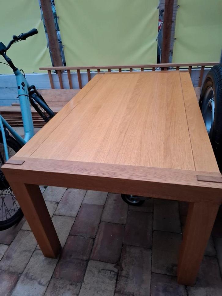 Eetkamertafel blank eiken, uitschuifbaar, Huis en Inrichting, Tafels | Eettafels, Gebruikt, 50 tot 100 cm, 150 tot 200 cm, Vijf personen of meer