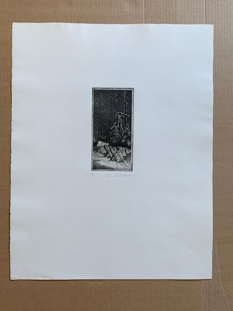 Ets Ronald Tolman 8/9, Antiek en Kunst, Kunst | Etsen en Gravures, Mythologie, Ophalen of Verzenden, 8 cm, Origineel