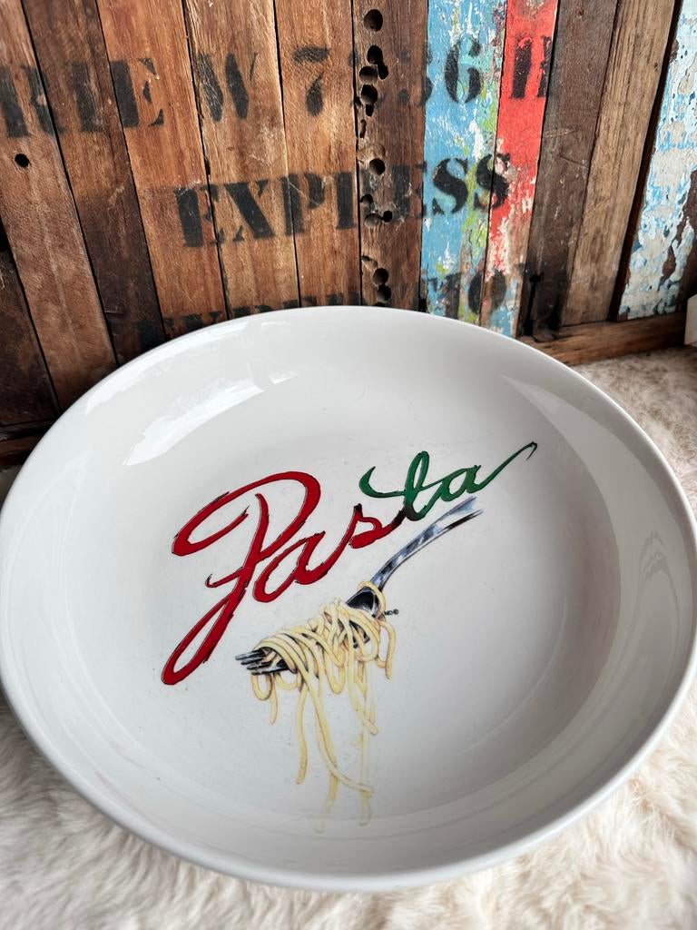 Groot pasta serveerbord met 'Pasta' opdruk, Huis en Inrichting, Keuken | Servies, Keramiek, Ophalen of Verzenden, Overige stijlen