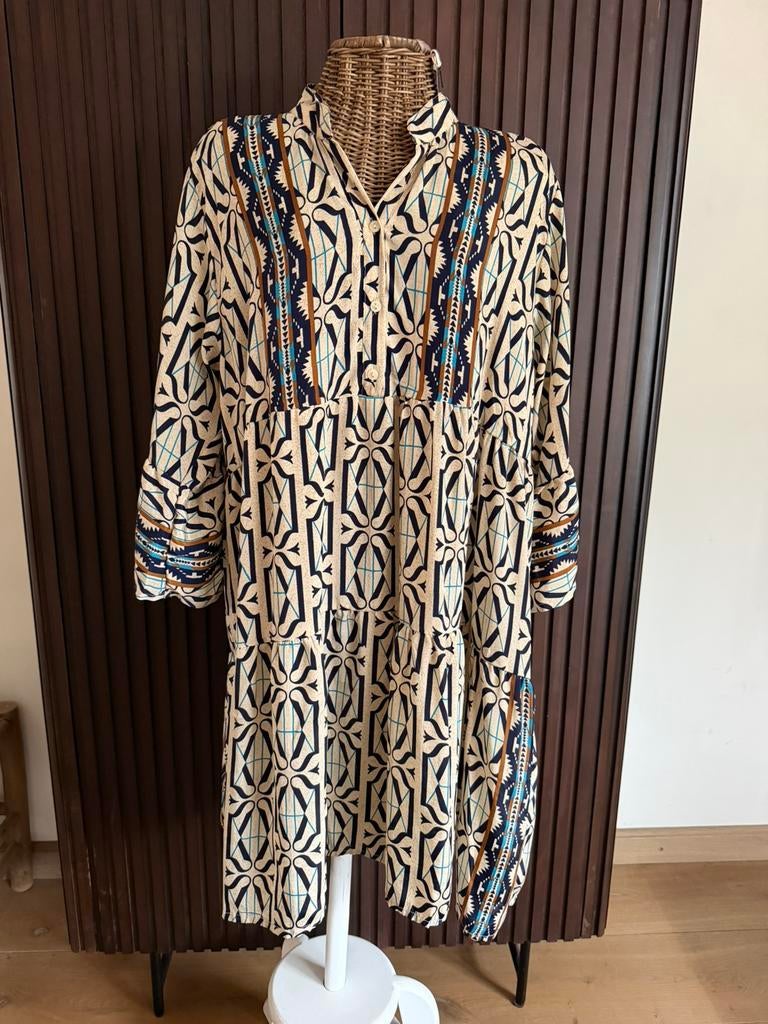 Fijne jurk van Zachte satijn - Maat L, Beige, Maat 42/44 (L), Ophalen of Verzenden, Zo goed als nieuw