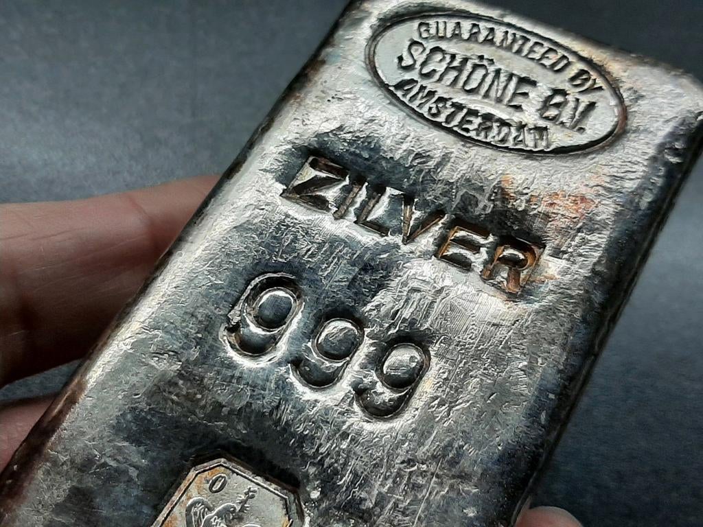 Zilverbaar 1 kg - Schöne B.V. Amsterdam - 999 Zilver, Postzegels en Munten, Edelmetalen en Baren, Ophalen, Zilver