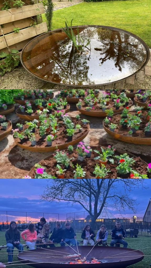 Stalen bloembak , vuurschaal , waterschaal te koop, Ophalen, Nieuw, Rond, Metaal