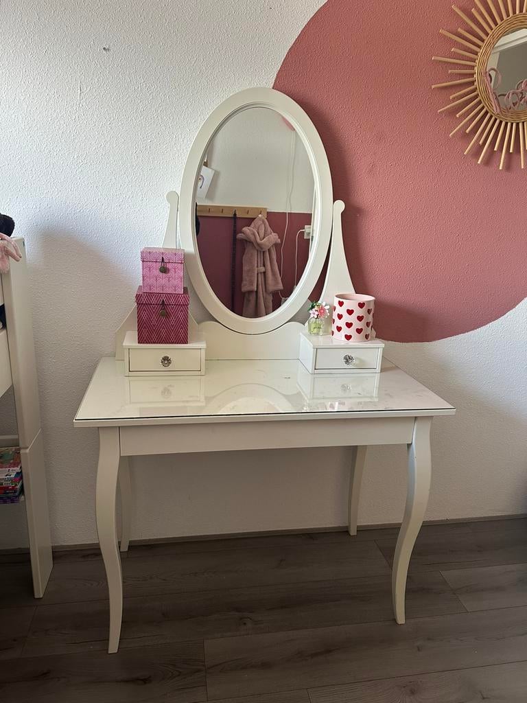 Ikea Hemnes toilettafel met spiegel - 100x50 cm, Ophalen, Gebruikt, 100 tot 150 cm, 50 tot 100 cm