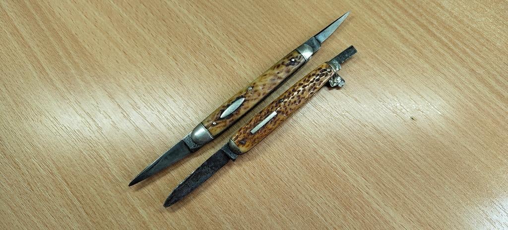 zakmes x2 Sheffield & Solingen - hertshoorn?, Verzenden, Gebruikt