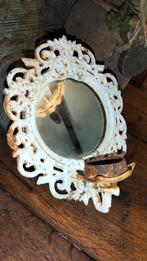 Gietijzeren ijzeren wand spiegel hanger wit kaars, Ophalen of Verzenden