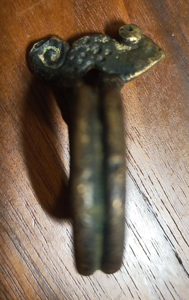 zeldzame Senufo ring gecko antiek brons 21mm Yawiige Africa, Overige materialen, 20 of groter, Ophalen of Verzenden, Zo goed als nieuw