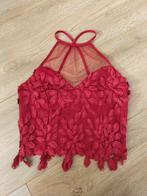 River Island - Bordeaux rood top mesh 3D kant - mt 32, Verzenden, River Island, Zo goed als nieuw, Zonder mouw