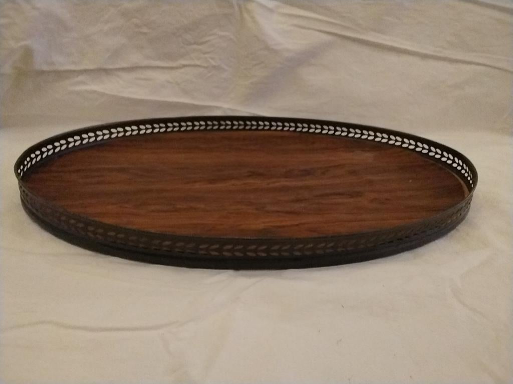 Houten dienblad met metalen rand, Antiek en Kunst, Ophalen of Verzenden