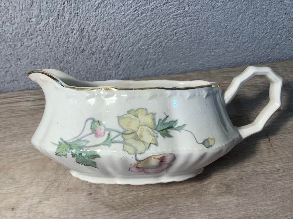 Antieke sauskom juskom met bloemen, Antiek en Kunst, Ophalen of Verzenden