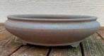 Bonsai schaal grijs ongeglazuurd gemerkt Japans 15,7x4,6, Rond, Ophalen of Verzenden, Zo goed als nieuw, Aardewerk
