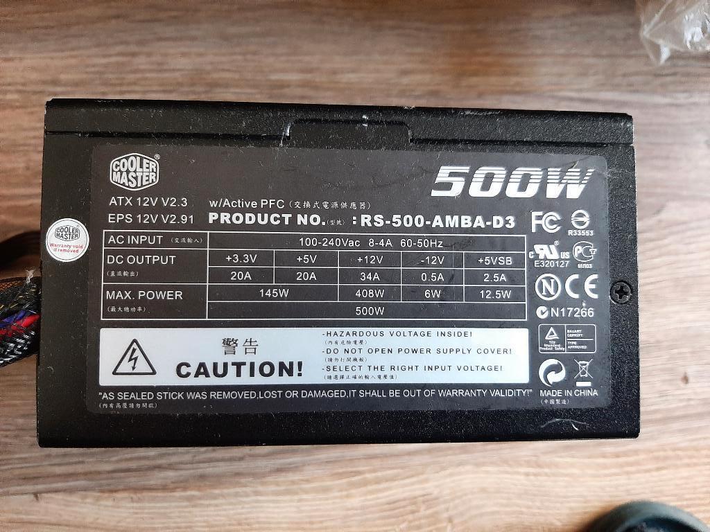 Coolermaster atx power supply 500 watt, Ophalen, Gebruikt
