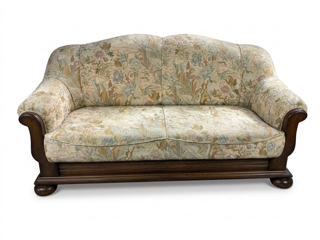 Vintage Bankstel met Bloemenprint - Twee Persoons, Huis en Inrichting, Banken | Bankstellen, Ophalen, Gebruikt, 75 tot 100 cm