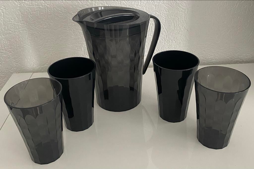 Prisma Glazen en Schenkkan Set - Zwart, Verzenden, Nieuw, Overige typen
