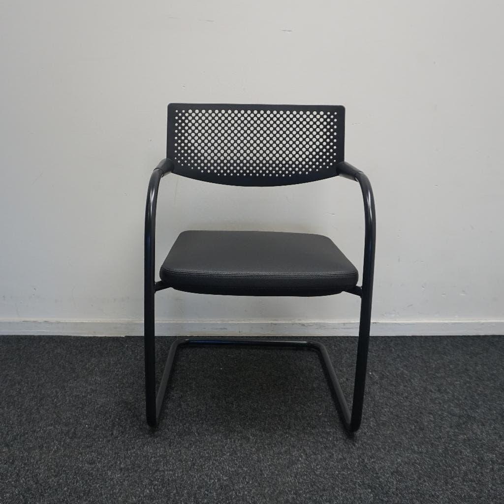 Vitra Visavis Vergaderstoel | Design Conferentiestoel | Leer, Huis en Inrichting, Stoelen, Gebruikt, -, Zwart, Ophalen of Verzenden