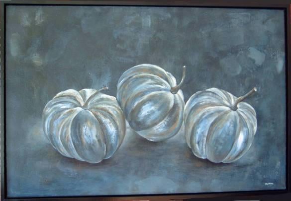 schilderij Pompoenen 126x86cm, Minder dan 50 cm, Oorspronkelijke maker, Ophalen of Verzenden, Zo goed als nieuw