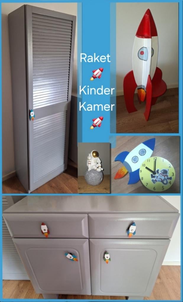 Raket Kinder Kamer 🚀 Ruimte Meubels Kast Dressoir Nachtkast, Ophalen, Zo goed als nieuw, Voetruimte