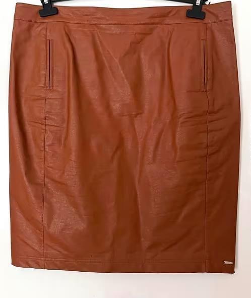 CadaDia lederlook rok maat 44[dm], Kleding | Dames, Rokken, Zo goed als nieuw, Maat 42/44 (L), Bruin, Boven de knie, Ophalen of Verzenden