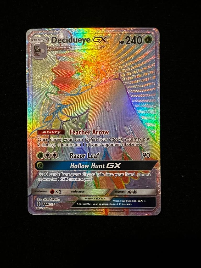 Decidueye GX Pokemon kaart - NM, Ophalen of Verzenden, Zo goed als nieuw, Losse kaart, Foil