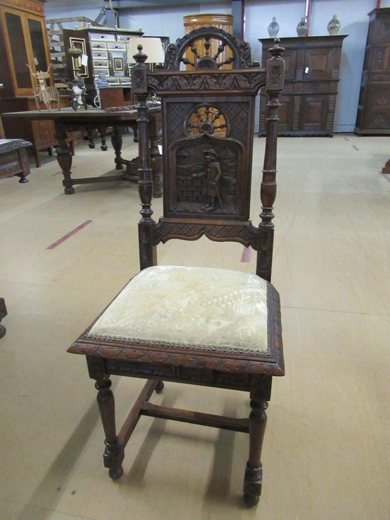 Oer 11339 set van 4 ANTIEKE Bretonse stoelen met tafel, Ophalen