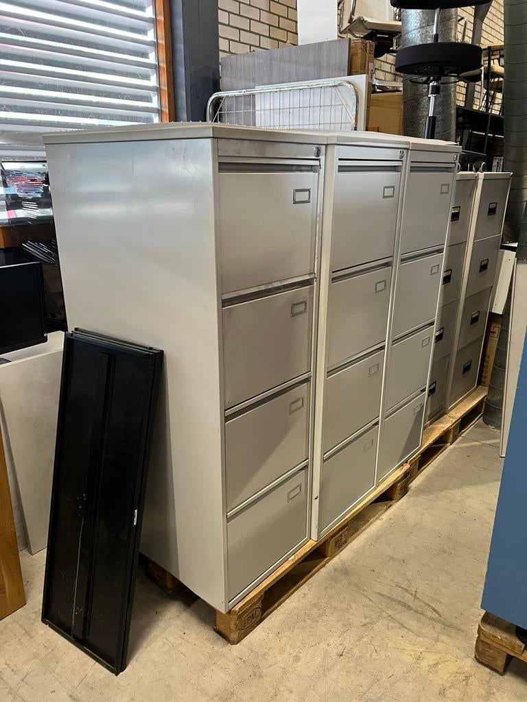 Partij van 7 hangmappenkasten / ladekasten / dossierkasten, Huis en Inrichting, Gebruikt, 3 of 4 laden, Minder dan 100 cm, Metaal