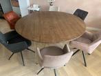 Complete eethoek ronde tafel 6 stoelen, Ophalen, Gebruikt, 150 tot 200 cm, Rond