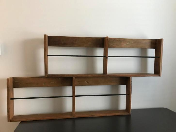 2 wandrekken teak hout. Decoratief. +- 90x30x7,5cm., Huis en Inrichting, Woonaccessoires | Wandplanken en Boekenplanken, Zo goed als nieuw
