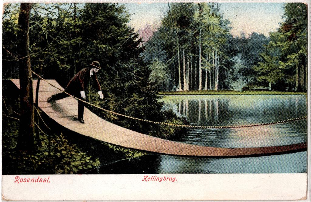 Velp (Gld), park roosendaal kettingbrug, gelopen 1905,, Verzenden, Voor 1920, Gelopen, Gelderland