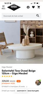 Japandi Salon Tafel - Ovaal Beige 120cm, Overige materialen, 100 tot 150 cm, Zo goed als nieuw, Minder dan 50 cm