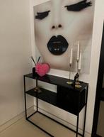 Wandtafel ijzer met marmer wrap - Zwart, Gebruikt, 50 tot 100 cm, Ophalen of Verzenden, Metaal