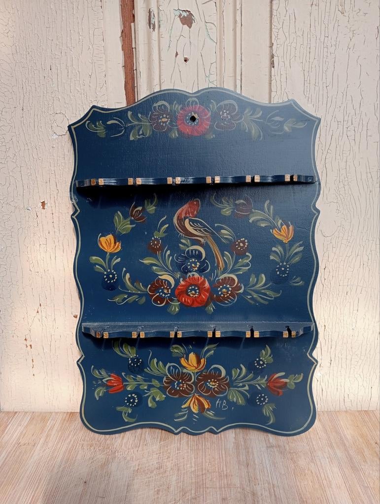 Houten lepeltjesrek met Hindeloopen beschildering, Ophalen of Verzenden