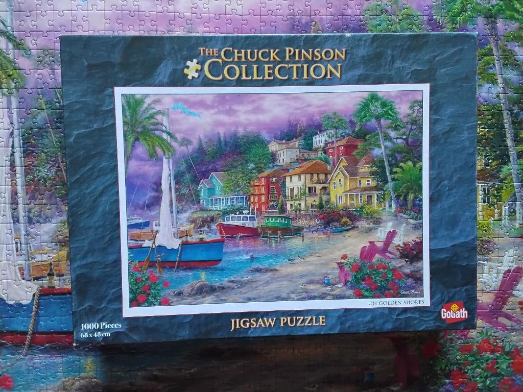 Puzzel Chuck Pinson 'on golden shores', Hobby en Vrije tijd, Denksport en Puzzels, Ophalen, 500 t/m 1500 stukjes, Zo goed als nieuw