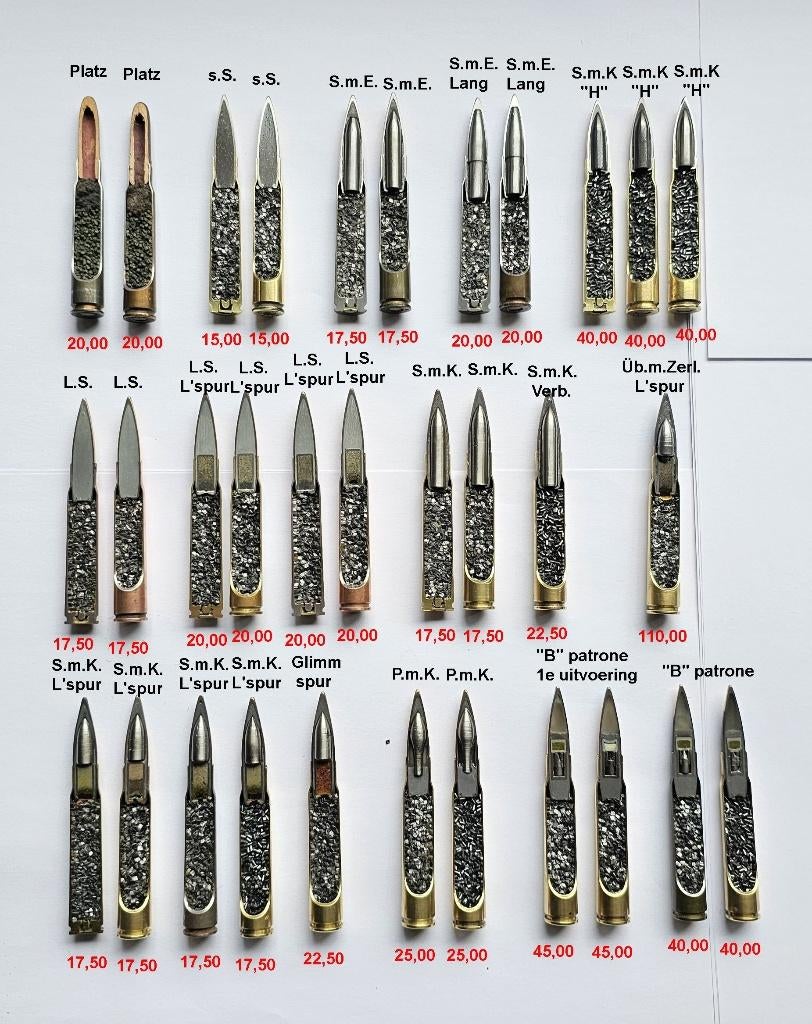 7,92x57 Mauser WW2 DOORSNEDEN, Ophalen of Verzenden, Landmacht, Duitsland, Hulzen of Bodemvondsten