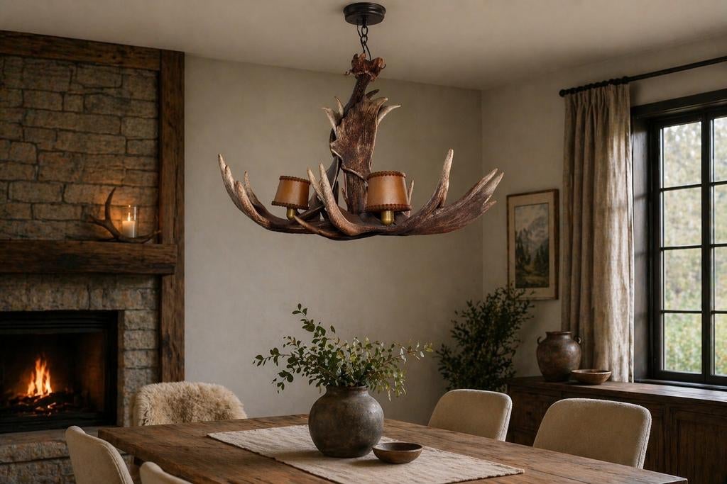 Unieke Geweien Kroonluchter - Rustieke Sfeer, Ophalen, Gebruikt, G, H