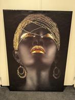 Akoestisch paneel, afbeelding negerin, zwart goud, Gebruikt, 125 cm of meer, Ophalen of Verzenden, Foto of Poster
