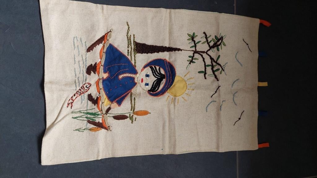 Vintage wandkleed - retro 39,5 x 60 cm, 39 cm, Gebruikt, Ophalen of Verzenden, Handgemaakt