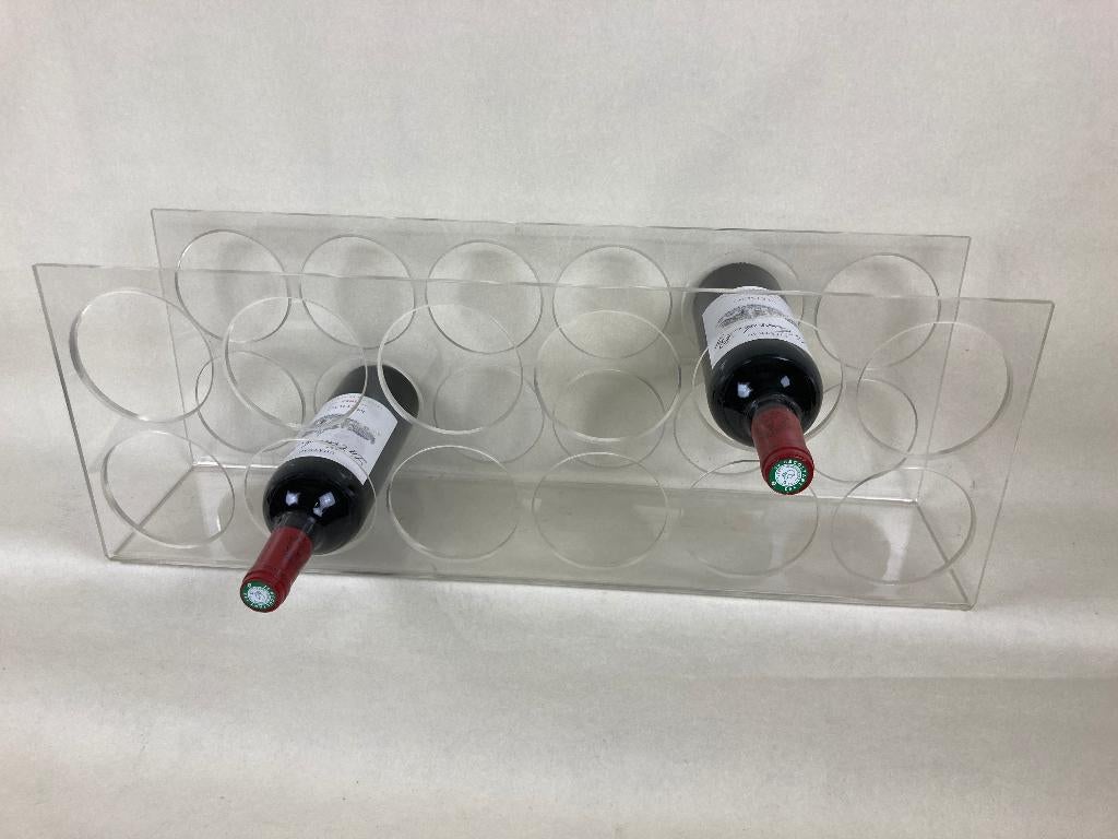 wijnrek; acrylglas voor 12 flessen, Ophalen of Verzenden, Metaal, Minder dan 50 cm, 5 tot 15 flessen