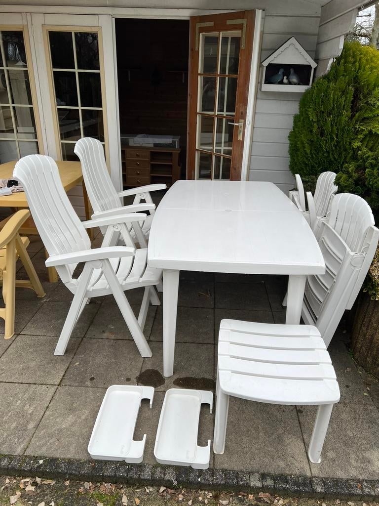 4 persoon tuinset wit Hartman Lotus club. Met kussens, Tuin en Terras, Ophalen, Zo goed als nieuw, Kunststof