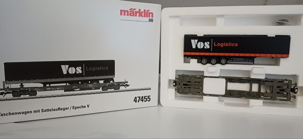 Märklin 47455 Draagwagen met Vos oplegger, Trailstar NS, Wisselstroom, Ophalen of Verzenden, NS, Märklin
