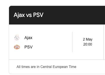 Ajax - PSV 410, Tickets en Kaartjes, Losse kaart, Eén persoon, Mei