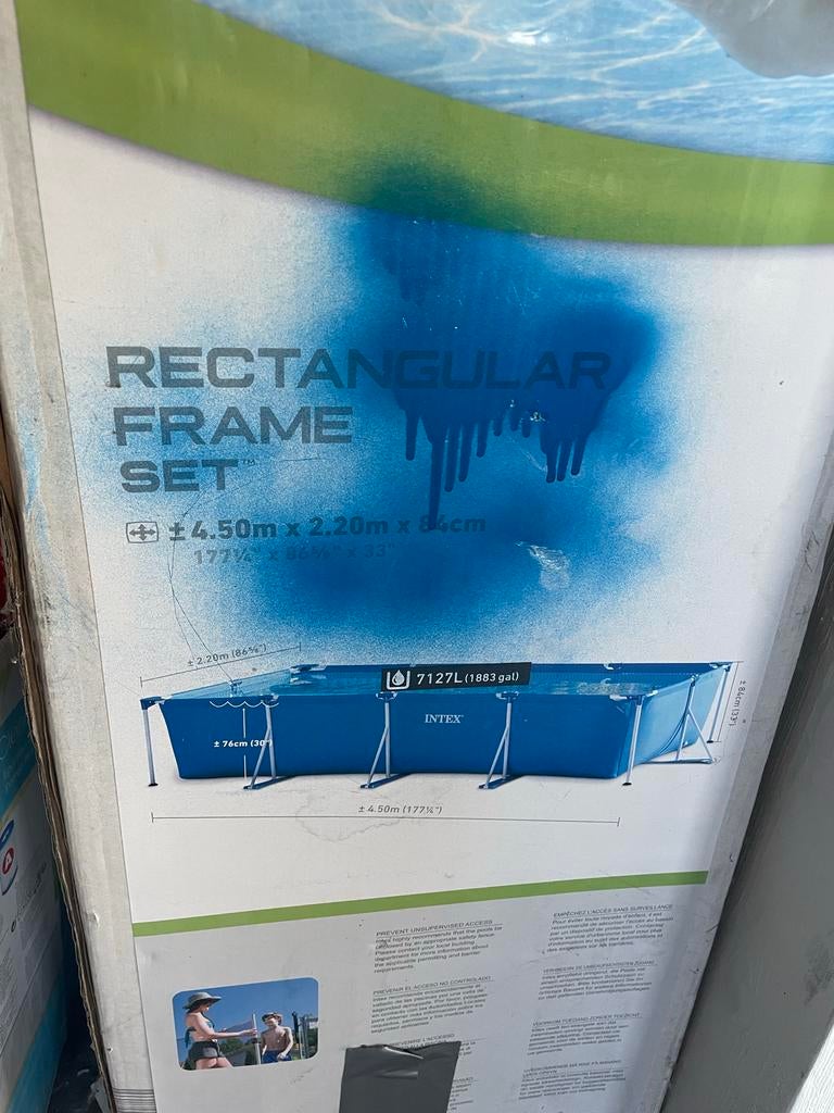Intex Rechthoekig Frame Zwembad - 4.50m x 2.20m x 84cm, Tuin en Terras, Ophalen, Gebruikt, Filter