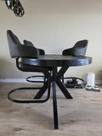 Zwarte eettafel met 4 stoelen, Ophalen, Zwart, Zo goed als nieuw, Vier