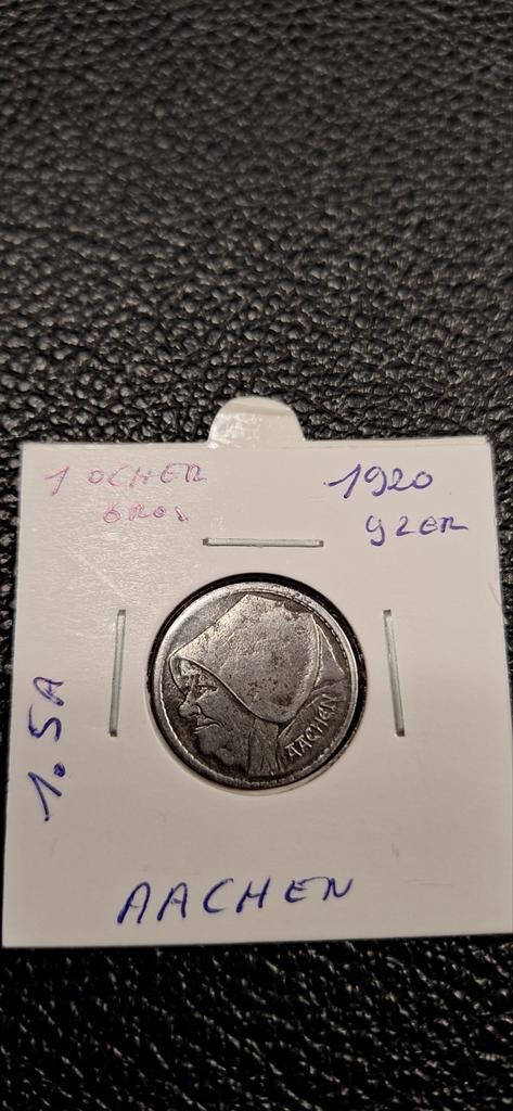 Duits notgeld 1 ocher grosche 1920 Aachen ijzer, Ophalen of Verzenden, Duitsland