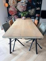 6 Henders & Hazel eetkamerstoelen - Groen & Cognac, Ophalen, Gebruikt, Overige kleuren, Stof