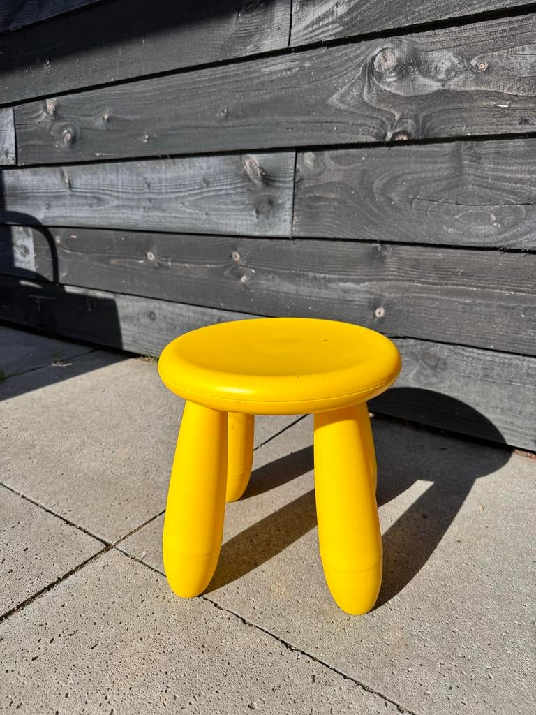IKEA Mammut kinderstoel en krukje, geel en groen, Kunststof, Gebruikt, Twee, Overige kleuren