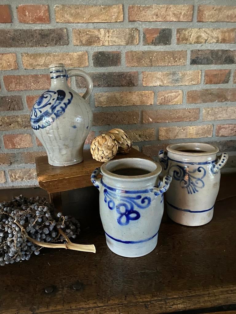 Brocante set, oude Keulse kan en 2 Keulse potten, Ophalen of Verzenden