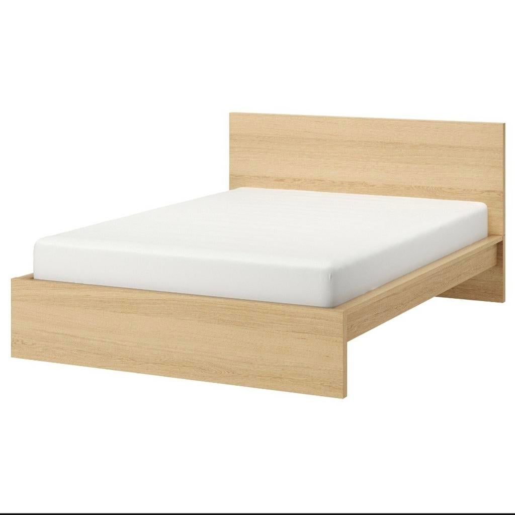 Ikea Malm 2-persoonbed, Ophalen, Zo goed als nieuw, Tweepersoons, Eiken fineer