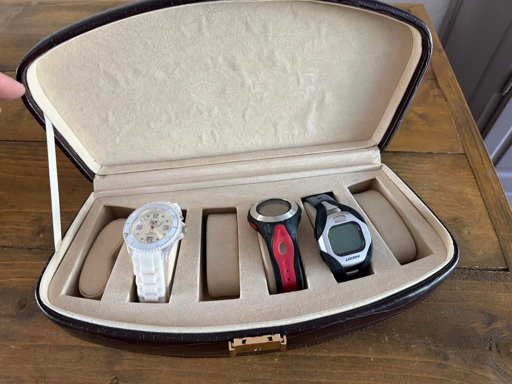 Luxe Horlogebox Krokodillenleer met Slotje voor 6 Horloges, Ophalen of Verzenden, Gebruikt