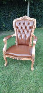 Barokke vintage Chesterfield fauteuil, stoel, leren zetel, Ophalen, Gebruikt, Nvt, Minder dan 75 cm