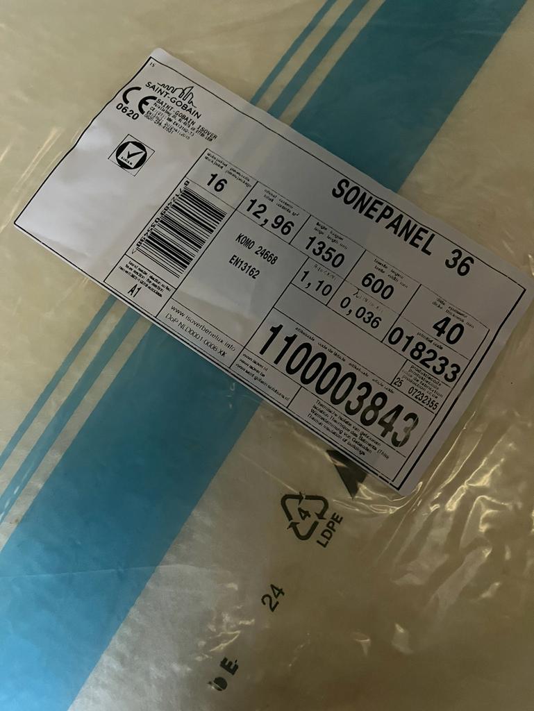 Glaswol isolatie isover / sonepanel, Ophalen, 4 tot 8 cm, Nieuw, 15 m² of meer