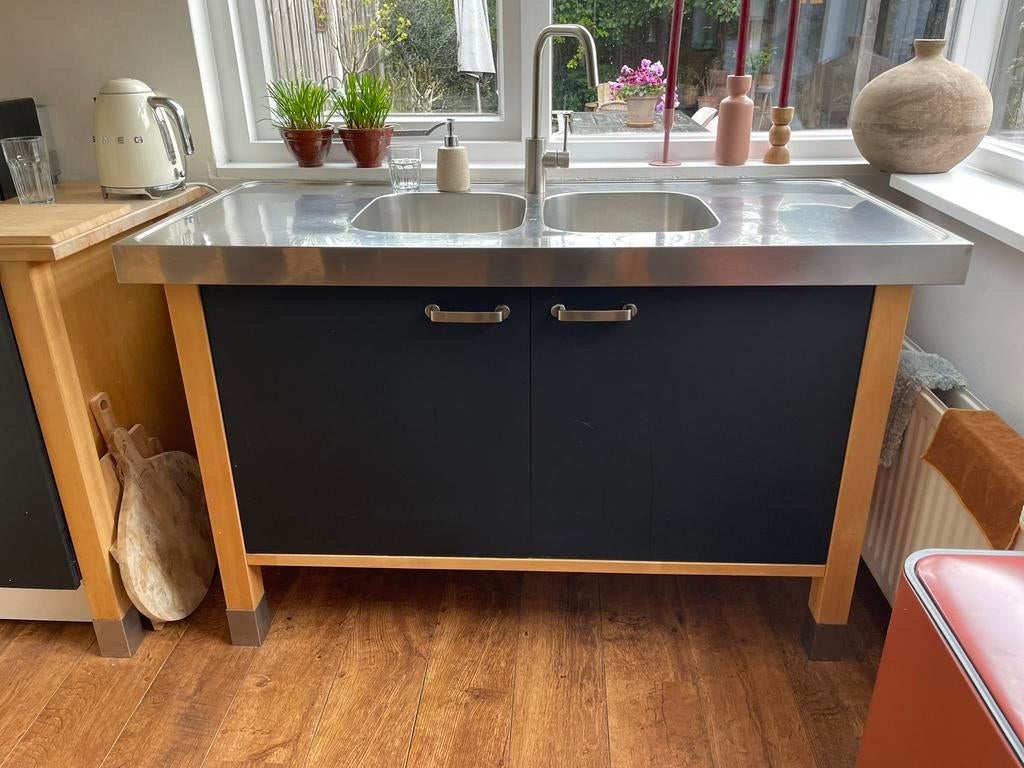 Ikea keukenblok dubbele spoelbak, Ophalen, Gebruikt, 100 tot 150 cm, Minder dan 100 cm